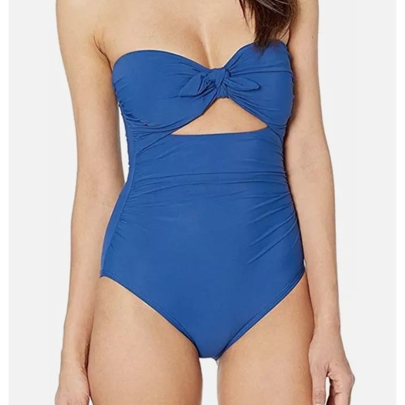 kate spade Other - Kate Spade Beach Tie Capri Blue Bandeau One Piece Swimsuit XL